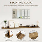 Axeman 48 Inch Floating Shelves for Wall | Picture Ledge Shelf Set of 2 | Rustic Brown Picture Shelf for Wall with Ledge | Floating Shelves with Lip | Photo Ledge Shelves for Books Album Records