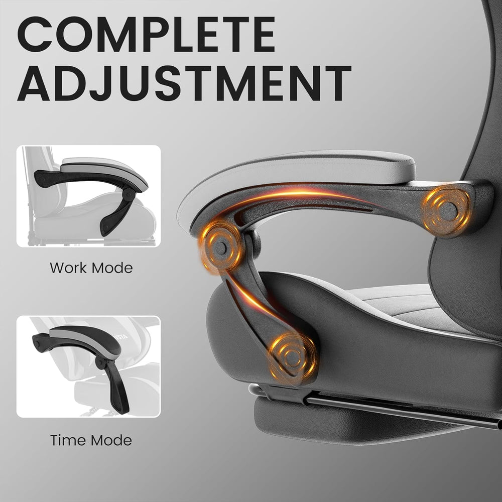 Ergonomic Gaming & Office Chair, Footrest, Racing Design Black/Grey | PVC...