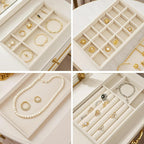 8 Pack Jewelry Organizer for Drawer, Necklace Velvet Storage Display Tray, Stackable Insert Divided Holder for Bracelet Rings Earring Brooch Watch, Beige 4 Styles
