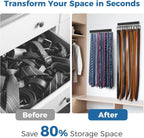 Tie and Belt Rack Wall Mount 2 Pack, Max 20 Tie Storage & 36 Belt Organizer, 180° Rotating Space Saving Tie Holder Belt Hanger for Closet Wall Mounted