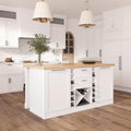 homary 59" Modern Kitchen Island with Storage & Wine Rack, Natural & White Kitchen Table with 2 Drawers, 2 Doors & Adjustable Shelves for Kitchen, Dining Room Prep Station & Organizer