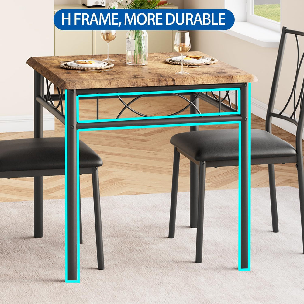 GAOMON 3-Piece Dining Table Set for 2, Square Space-Saving Kitchen Table &amp...