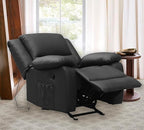 Black Leather Massage Rocker Recliner Chair with Heat - Full Body Massage Chair