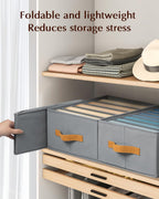 Clothes Organizers and Storage - 4/5/7 Grids Fabric Jeans Organizer with Handles, Foldable Closet Organizers Dividers, Wardrobe organizer for Pant, Sweater, T-shirt, Scarf, 3 Pack, Pale Grey