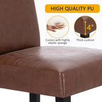 LSSPAID Dining Chairs Set of 6, Modern Stylish PU Leather Upholstered Parson Chair, Dining Room Chairs with Solid Wood Legs for Kitchen Living Room, Brown