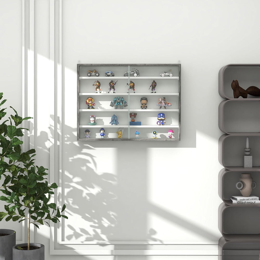 HOMCOM 5-Storey Wall Shelf Display Cabinet, Shot Glass Display Case, Glass Cu...