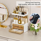 5 Tier 3 Drawers Makeup Organizer, 2 Set Bathroom Organizers and Storage,Cosmetic Storage Drawer for Dresser Countertop and Bathroom Vanity for Large Skincare, Perfume, Amber