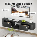 SHGJ&SOFT Floating TV Stand Wall Mounted Media Console with Door Entertainment Centerwith Storage Cabinets, Wall Mounted TV Shelf for Bedroom,Living Room (Black, 55.1IN)