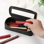 Aveniee Clear Makeup Brush Bag,Slim Cosmetic Brush Holder,Small Toiletry Bag Mini Travel Case for Women,Thin Make up Bags with Dual Zipper,Cute Travel Essentials Organizer,Black