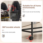 Wire Laundry Hamper Cart,Rolling Laundry Carts with Pull Handle,Black Tall Laundry Basket,Commercial Wire Laundry Hamper Cart-23.6 * 15.75 * 28 inches
