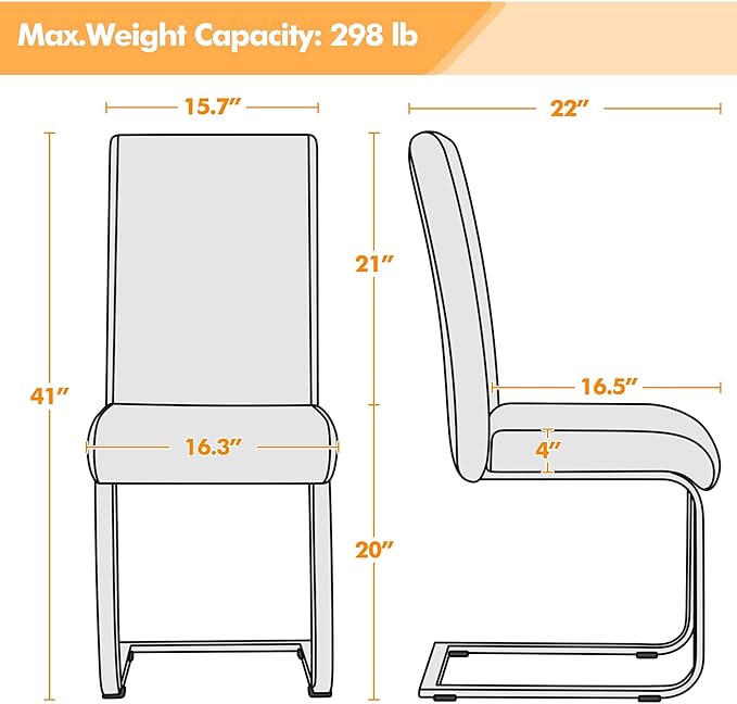Yaheetech Dining Chairs Set of 6 Modern Faux Leather Upholstered Dining Room Chairs with High Back and Metal Chrome Legs for Kitchen/Living Room/Restaurant, Black