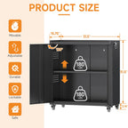 34" Metal Garage Storage Cabinet with Wheels, Adjustable Rolling Tool Storage Cabinet with Lock, Steel Locking Tool Cabinet with Doors and Shelves for Garage, Warehouse（Black）