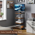 X-cosrack 16.5" Small 4-Tier AV Media Stand,Narrow Version Wooden Corner Shelves Stereo Cabinet Audio Rack Stand Tower Perfect for Small DVD Players Game Console TV Box Cable Box WiFi Router