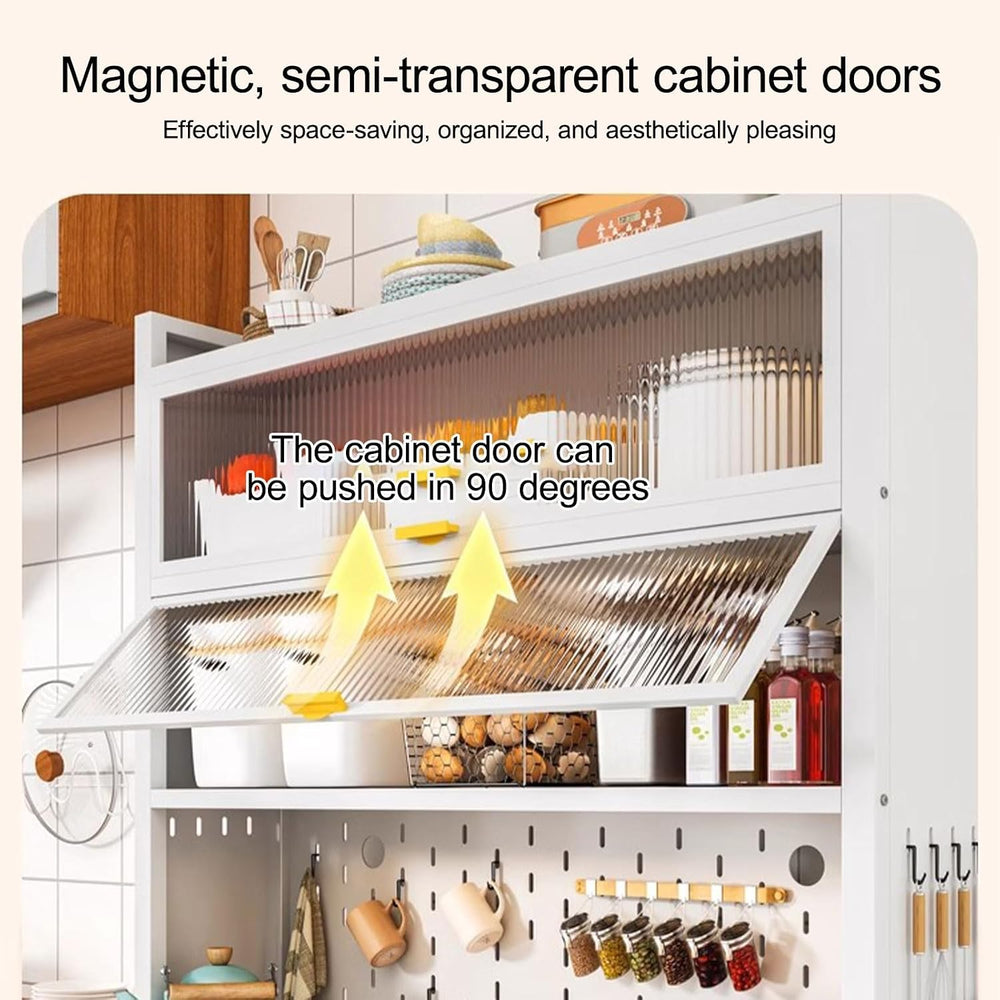 Sideboard with Buffet Cupboard, Tall Kitchen Pantry Storage Cabinet with Micr...