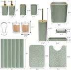 Bathroom Accessories Set - 25PC Sage Green Bathroom Set, Bathroom Set with Shower Curtain and Rugs, Sage Green Shower Curtain Set, Bathroom Accessory Set, Trash Can & Soap Dispenser