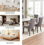 Velvet Dining Chairs Set of 2, Upholstered Dining Room Chairs with Nailhead Trim, Sillas de Comedor Modernas 2, Wooden Kitchen Chairs for Dining Room, Living Room, Kitchen, Bedroom, Grey