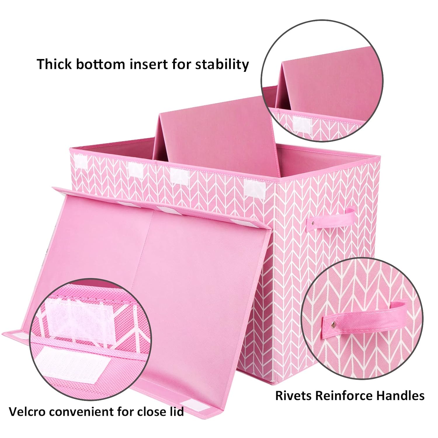 Mayniu Large Toy Storage Box Chest for Girls Kids, Sturdy Toy Box Bin Organizer Baskets with Lid for Living Room, Nursery, Closet, Bedroom, Playroom 25"x13" x16" (Pink)