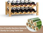 2 Tiers Bamboo Wine Rack Countertop Wine Display Stand Wine Storage Shelf Wine Bottle Holder