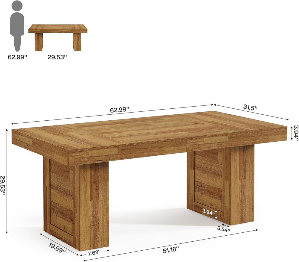 Tribesigns 63'' Farmhouse Dining Table for 6, Rectangle Wooden Kitche...