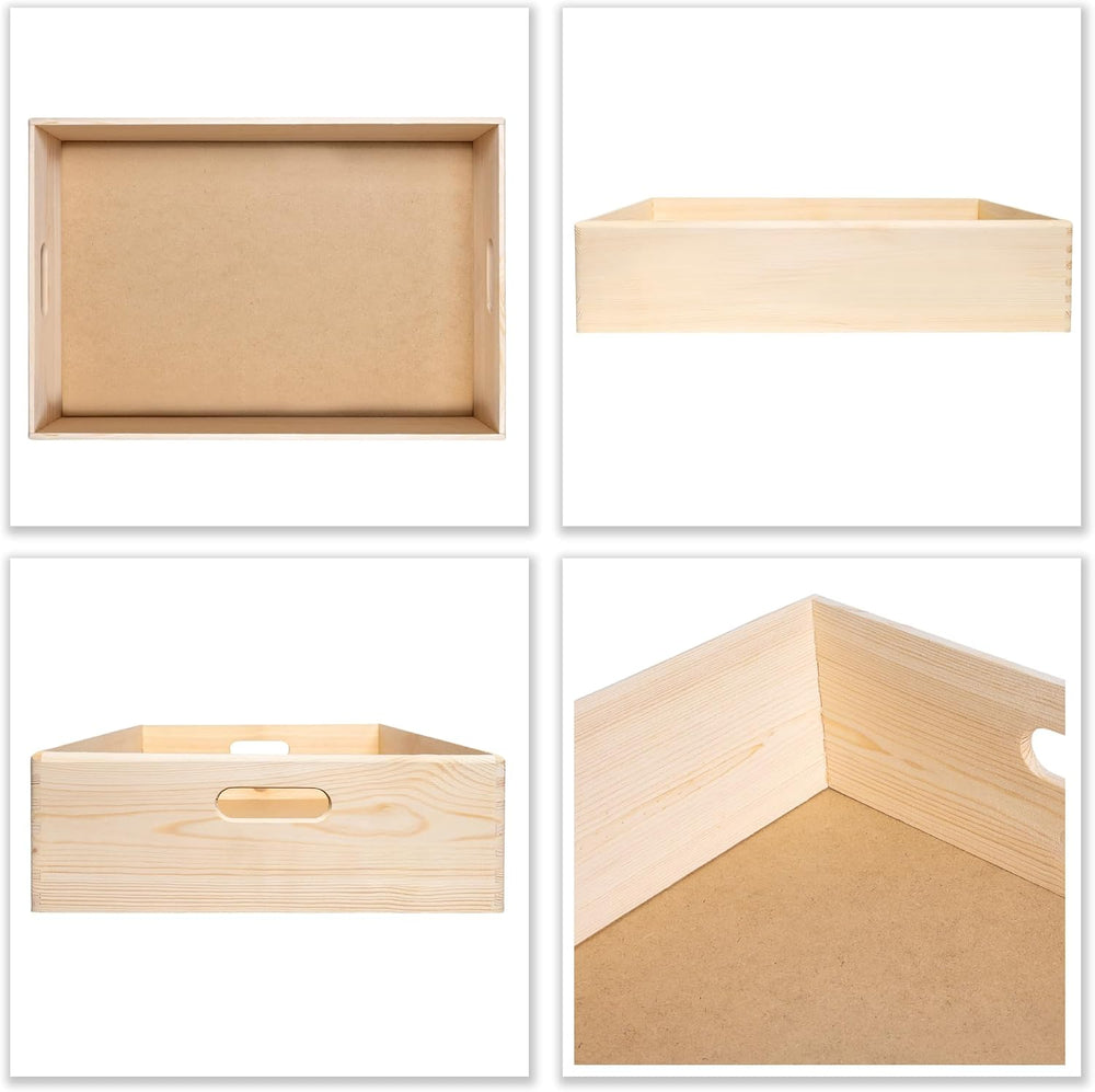Creative Deco Large Wooden Crate Nesting Crate Handles | 23.62x15.74x5.51in |...