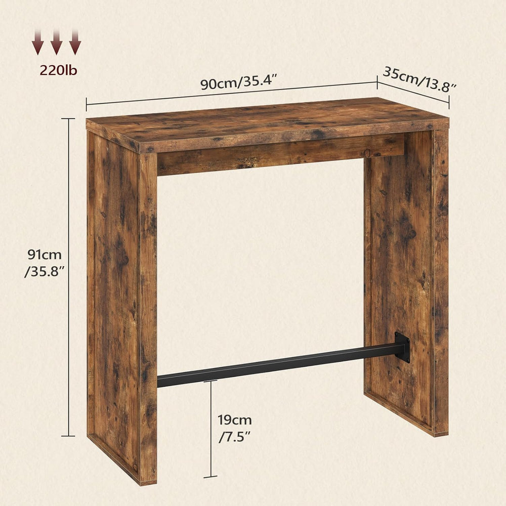 MAHANCRIS Bar Table, 35.4" Counter Height Pub Table, Industrial Rectangu...