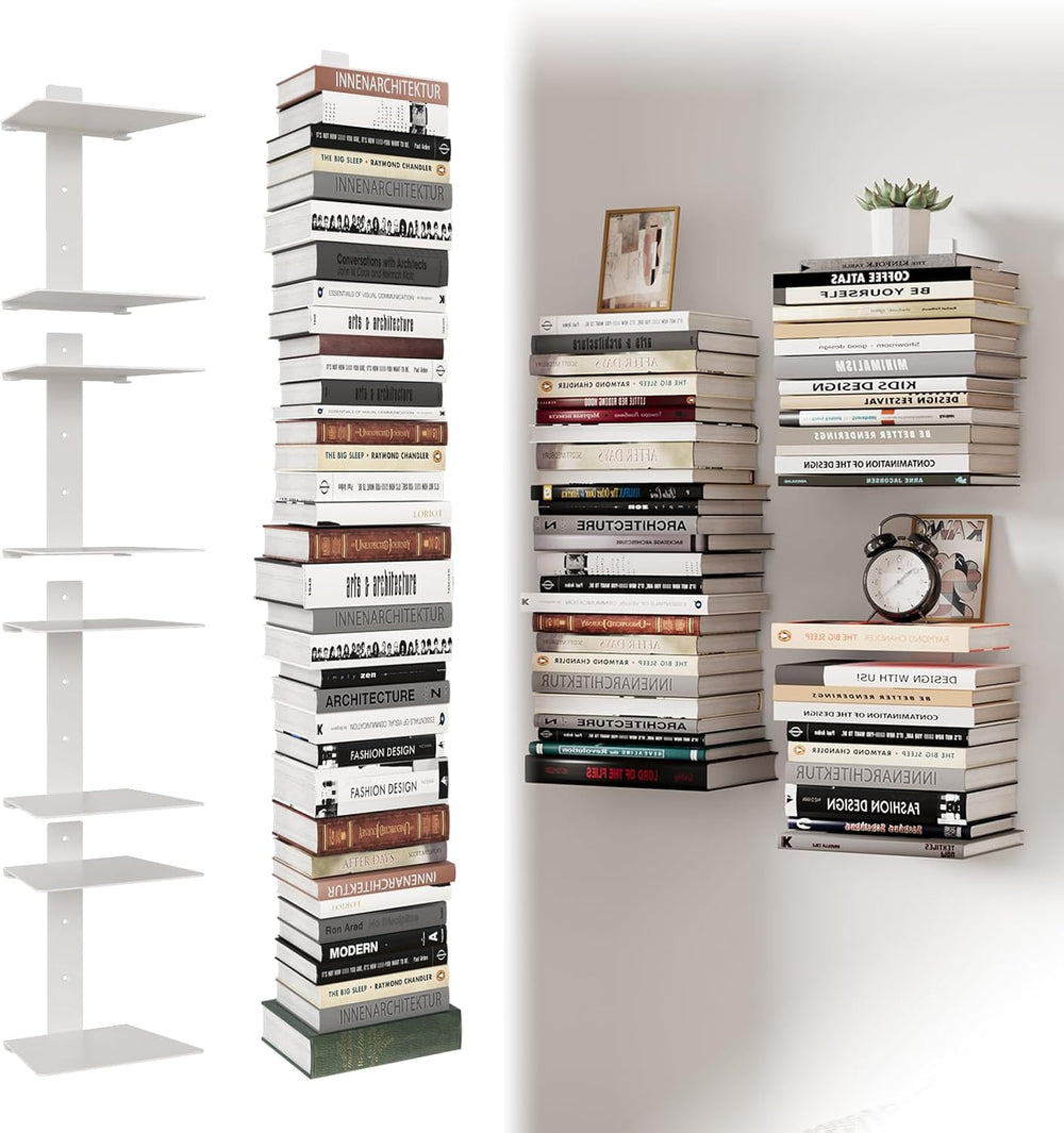 Wawocs Invisible Bookshelves for Wall, 8 Tier Floating Bookshelf Made of Heav...