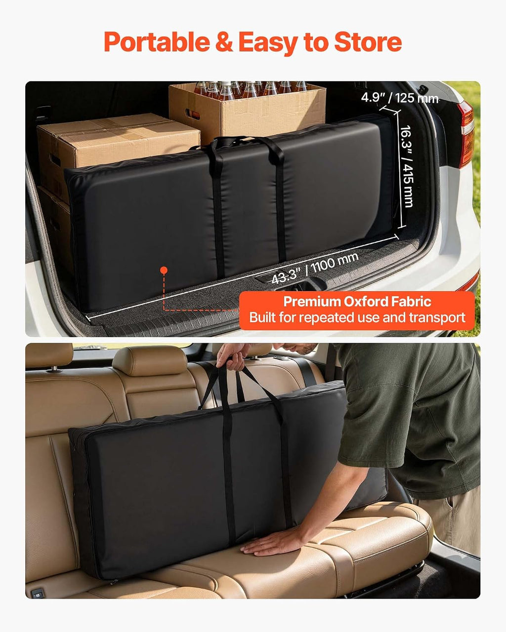 VEVOR Folding Portable Bar Table, 43.3 x 15.4 x 34.6 in, with Carry Bag, Storage Shelf, and Detachable Skirt, Quick and Easy Setup, Foldable Mobile Bartending Station for Events, Party, Tradeshow