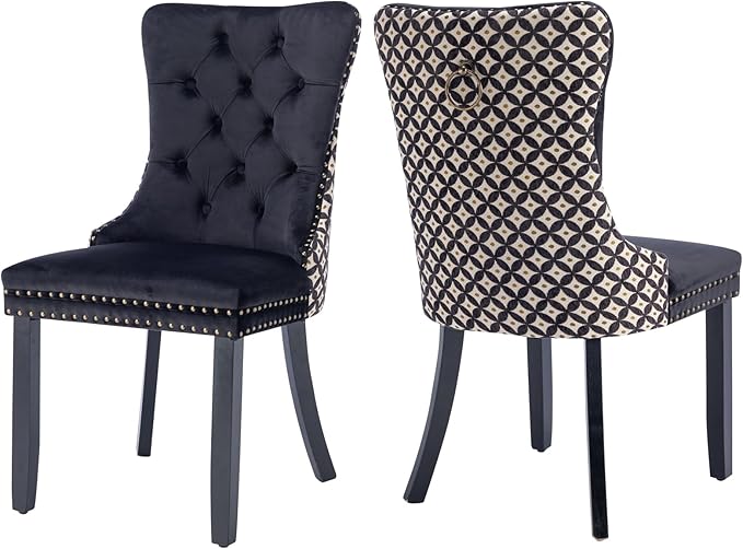 Velvet Dining Chairs Set of 2, High-end Tufted Upholstered Dining Chair with ...