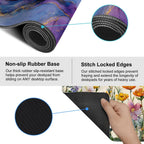 Purple Marble Ink Mouse Pad – Large Extended Desk Mat 35.43 x 15.75 in – Alcohol Ink Watercolor with Gold Vein Design, Non-Slip Base, Waterproof Surface, Aesthetic Keyboard & Mouse Pad