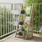 Ladder Storage Rack with Wire Baskets V-Shaped Support Stand Basket Rustic Freestanding Ladder Shelf for Entryway, Balcony