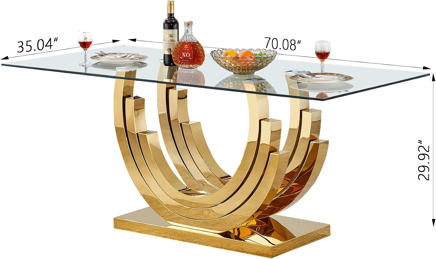 HomVent 70''Rectangle Glass Dining Table Set Glass Kitchen Table Set for 4 | Glass Kitchen Table Chairs Set for 4 with Leather Chairs for Kitchen Dining Room,Glass Dining Room Table Set for Home