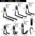 3-H Garage Wall Hooks 31 Pack, Garage Hooks Heavy Duty with Extra Welding Spots, Garage Organizer for Garden, Lawn, Yard Tools, Chairs, Ladders, Weed Eater, Shovel, Blower(Black)