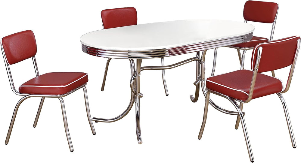 Coaster Home Furnishings Retro 1950s Soda Fountain Diner 5-Piece Dining Room ...
