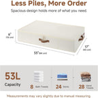 StorageWorks Underbed Storage with Lid, 2-Pack Under Bed Storage Containers for Clothes, Bedding, and Sweaters, Beige