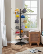 Hat Rack Stand 30-Hooks, Hat Display Stand Metal,Hat Display for Stores， Home or Store of Standing hat Rack(Black,6th Floor)