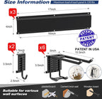 Storaboks Heavy Duty Garage Storage Rack System, Wall Mounted Tool Organizer with 8 Double Hooks, 3 Rails, Garden Yard Tools Hanger for Ski Gears, Broom, Rake, Shovel