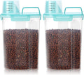 3-5Lbs Airtight Small Cat Dog Pet Food Storage Containers BPA Free, with Large Pour Spout/1 Measuring Cup/ 4 Safety Locks and Double-layer Silicone Strip (Clear Blue 2Pack)