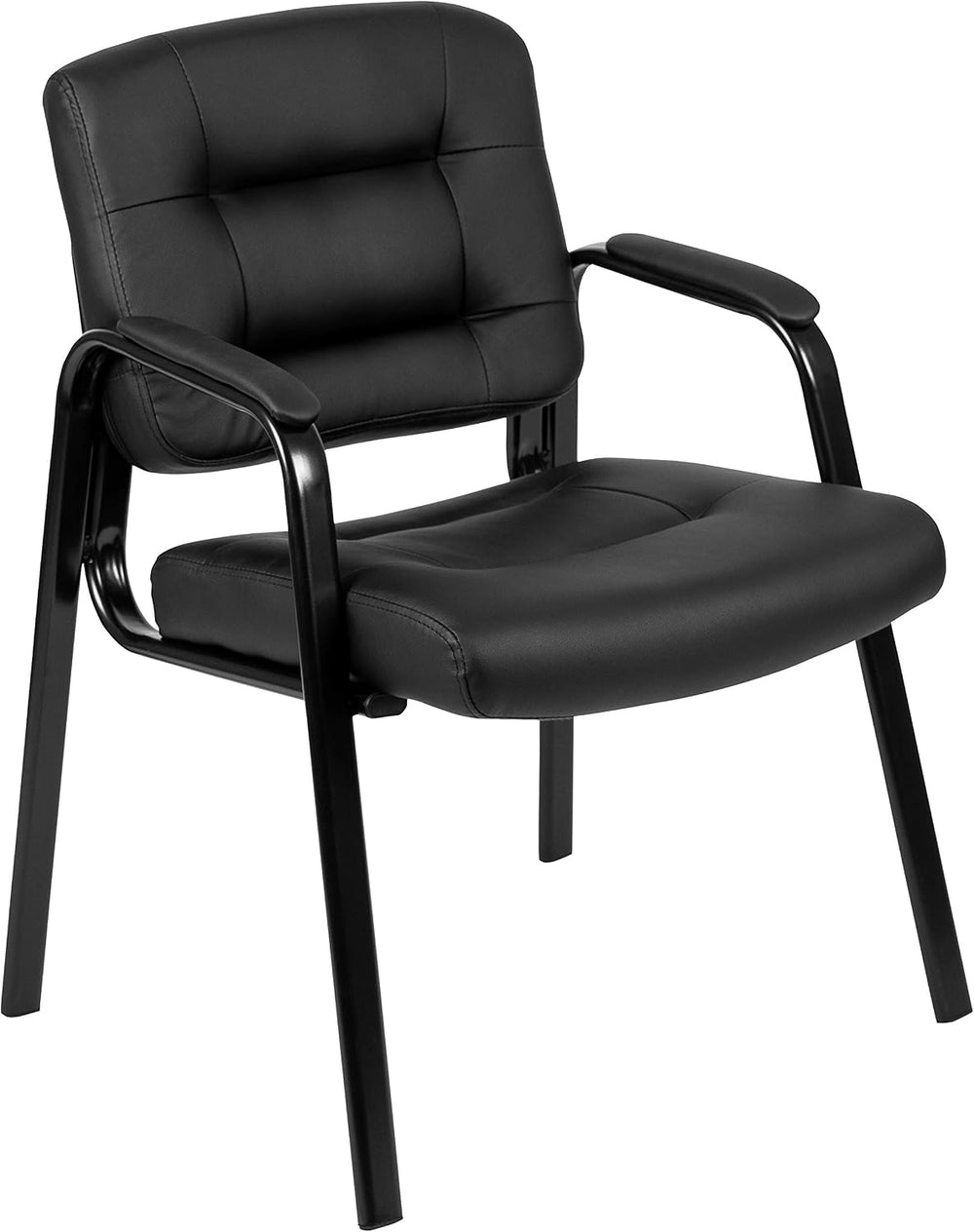 Flash Fundamentals Black LeatherSoft Executive Reception Chair with Black Met...