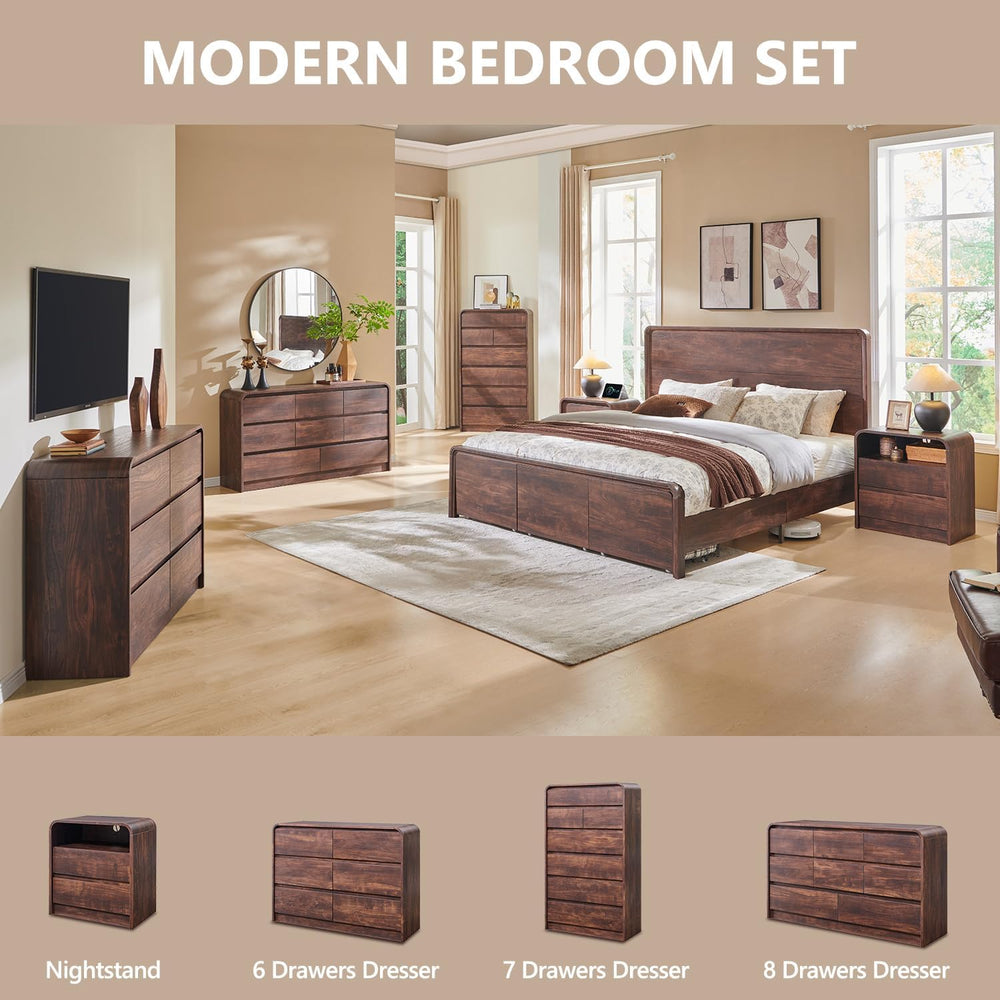 Aitjunz 25" Tall Modern Nightstand with Charging Station, 23.6''...