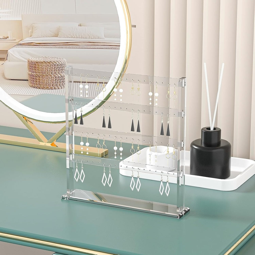 Coward Acrylic Earring Holder Stand, Tabletop Earring Jewelry Easel Display, Earring Jewelry Holder Organizer for Home Use or Store Selling Show (4layer)