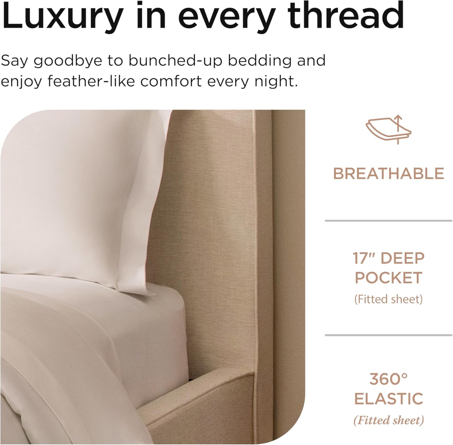 Threadmill American Supima King Size Sheets Set | 656 Thread Count 4 Piece Luxury Bed Sheets for King Size Mattress | 5 Star Hotel Quality Sheets with Elasticized Extra Deep Pocket | White Sheets