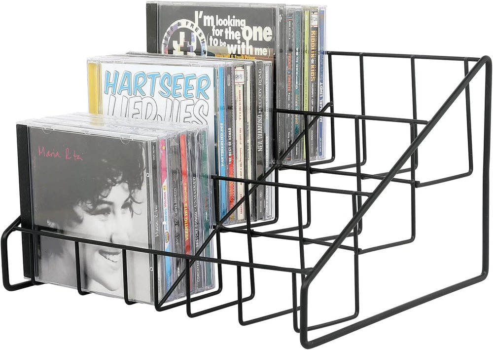 MyGift CD Display Stand, CD Rack Tower, 3-Tier DVD Stand Holder, Tabletop Com...