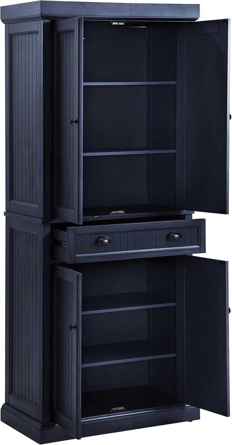 Crosley Furniture Seaside Coastal Pantry Storage Cabinet with Shelves, Kitche...