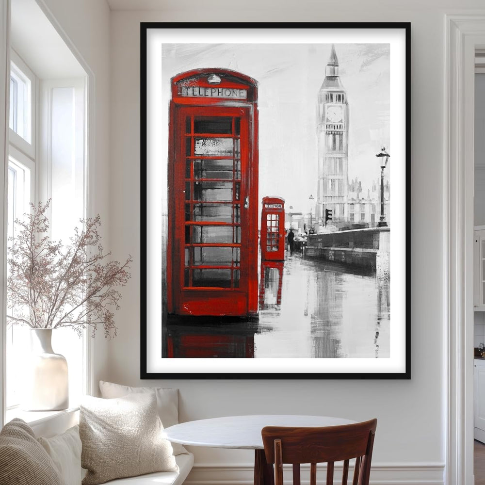 Begin Home Decor C1FM3648NQP8QW 36 x 48 in. Red Phonebooth with Big Ben - Man...