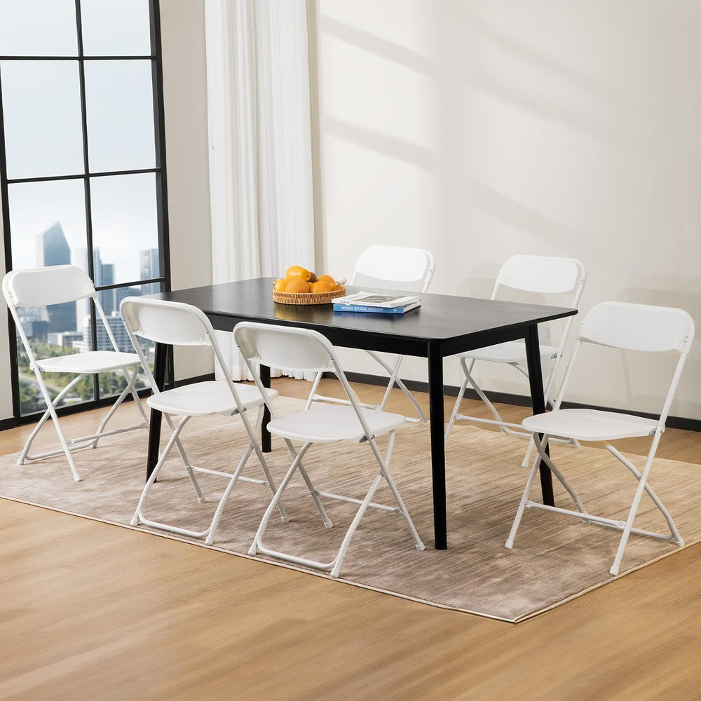DUMOS Plastic Folding Chairs Sets of 6, Patio Dining Foldable Sets, Outdoor