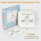 OASSIE Anniversary Wedding Gifts for Her Wife - 4"x4" Ceramic Jewelry Dish Tray - Engagement Newlyweds Couples Gifts for Women Her Wife, Mr and Mrs Decorative Trinket Dish
