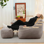 Cvortll Bean Bag Chair with Ottoman, Ultra Soft Fluffy Faux Fur Bean Bag Chairs with Foot Rest, Comfy BeanBag Sofa with Memory Foam, Armchair for Living Room, Bedroom & Game Rooms (Gray)