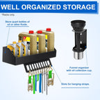 Zonon 6 Quart Motor Oil Bottle Holder Oil Bottle Storage Rack with Funnel Holder Organizer Wall Mount for Shed Garage, Pegboard, Workshop, Home, Enclosed Race Trailer Shop, Fit Most of Storage Tool