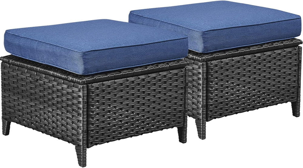 Belord Outdoor Furniture Ottoman Set of 2 Patio Seating Footstool All-Weather...
