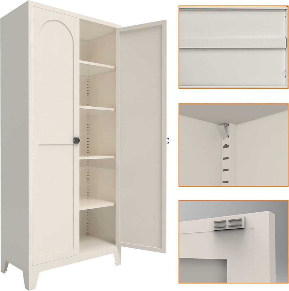 JIJIWANG 71'' Metal Pantry Cabinet, Kitchen Pantry Storage Cabinets w...